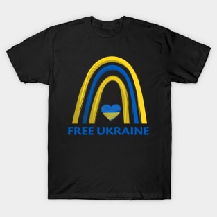 Free Ukraine Ukrainian rainbow flag in watercolor T-Shirt
